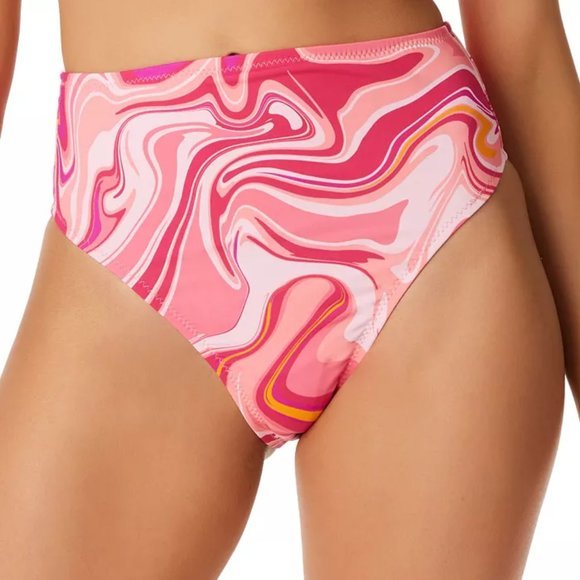 Jessica Simpson Good Vibrations High Waisted Bikini Swim Bottom Femme Pink L - Picture 1 of 8